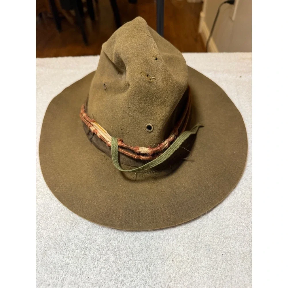 WW1 US Army M1911 Service Campaign Felt Hat Acorn Chinstrap Sweatband Size 6 7/8